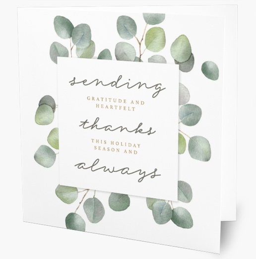 A business holiday card sending gratitude and heartfelt thanks this holiday season and always white gray design for Holiday