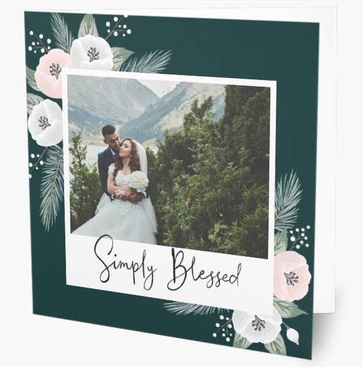 A photo white florals on green white black design for Holiday with 1 uploads