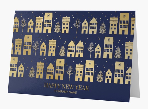 A winter scene business holiday card blue cream design for Holiday