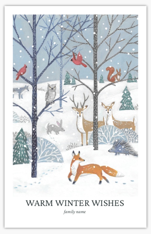Design Preview for Design Gallery: Snowflakes & Winter Scenes Christmas Cards, Flat 4.6" x 7.2" 
