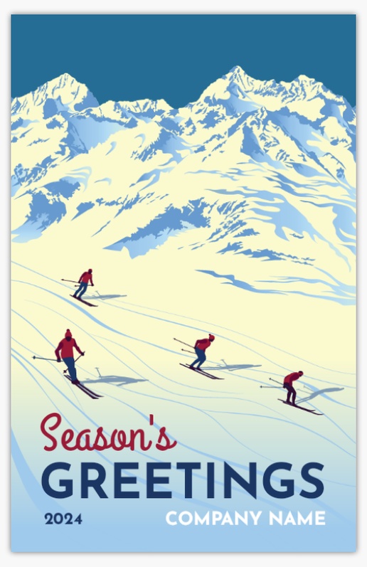 A vintage ski poster skiing gray blue design for Business