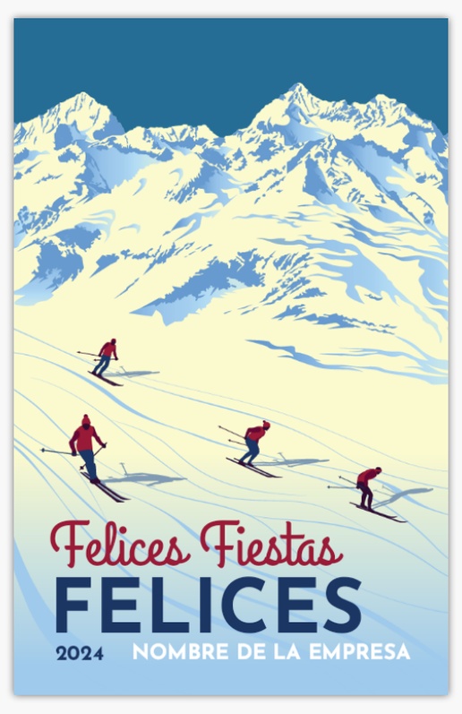 Un póster de esquí vintage esquiar diseño gris azul para Empresas