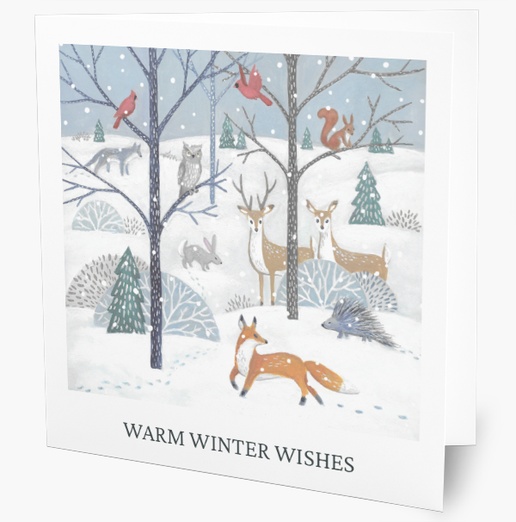 A winter animals animals white blue design for Greeting