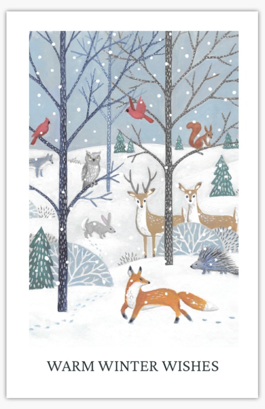 A vertical winter animals white purple design for Holiday
