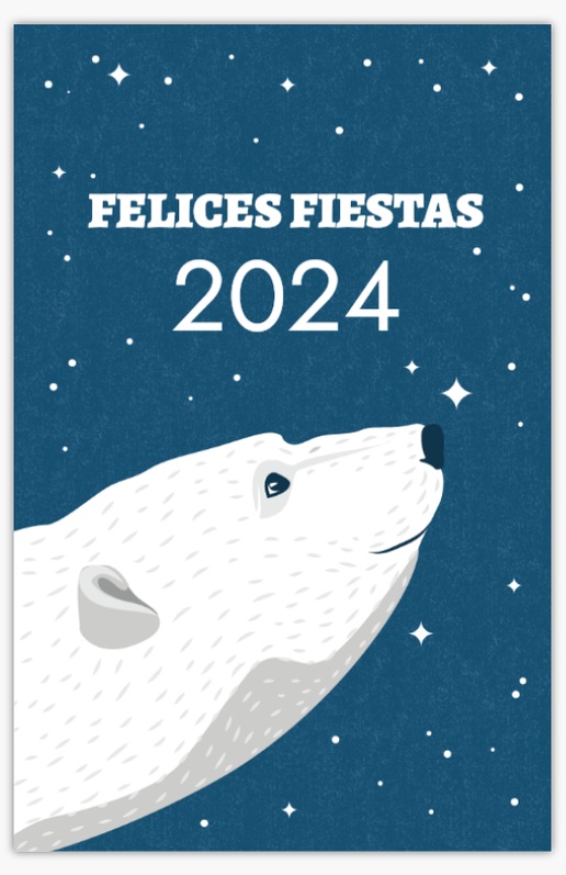 Un oso polar feliz diseño azul blanco para Año Nuevo