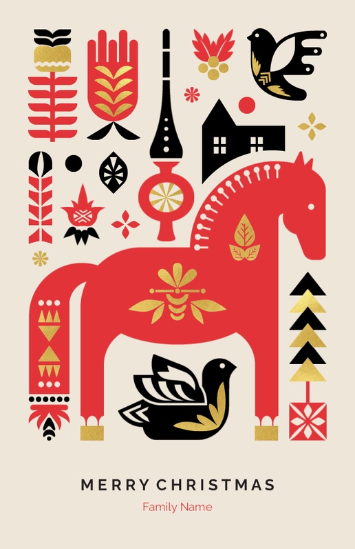 Design Preview for Design Gallery: Retro & Vintage Christmas Cards, Flat 4.6" x 7.2" 