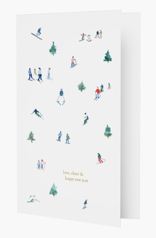 A ski people tiny skiers white gray design for New Year