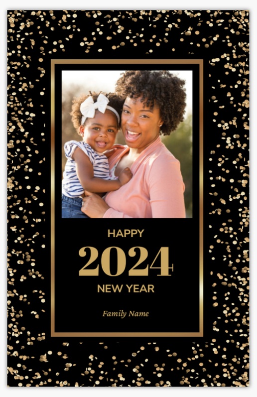 A black and gold photo black brown design for New Year with 1 uploads