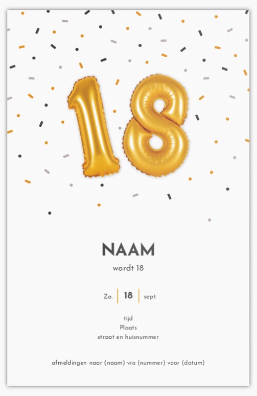 Voorvertoning ontwerp voor Verjaardagsuitnodigingen voor volwassenen, Ongevouwen 21.6 x 13.9 cm
