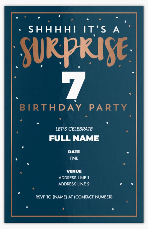Design Preview for Birthday Invitation templates, Flat 18.2 x 11.7 cm