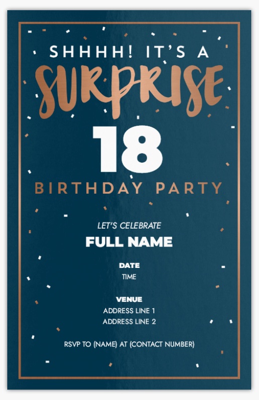 Design Preview for Adult Birthday Invitations, Flat 21.6 x 13.9 cm