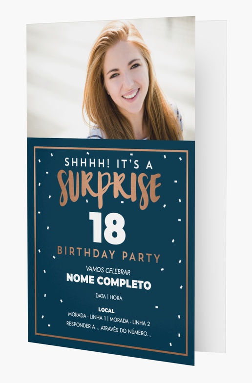 Pré-visualização do design de Convites de aniversário de adultos, Com dobra 18,2 x 11,7 cm