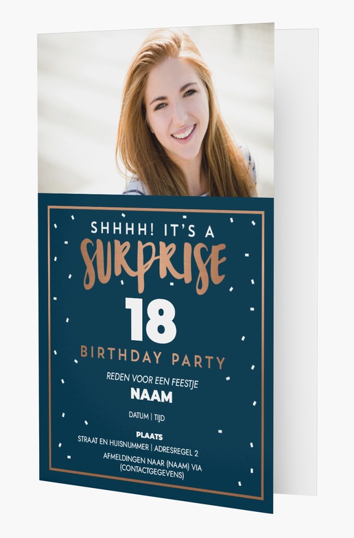 Voorvertoning ontwerp voor Verjaardagsuitnodigingen voor volwassenen, Gevouwen 18.2 x 11.7 cm
