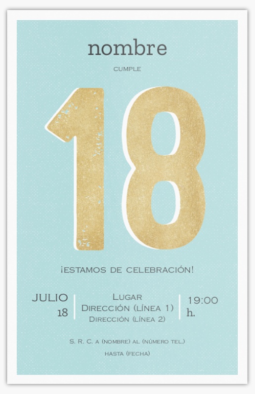 Vista previa del diseño de Invitaciones para cumpleaños de adultos, Plano 21.6 x 13.9 cm