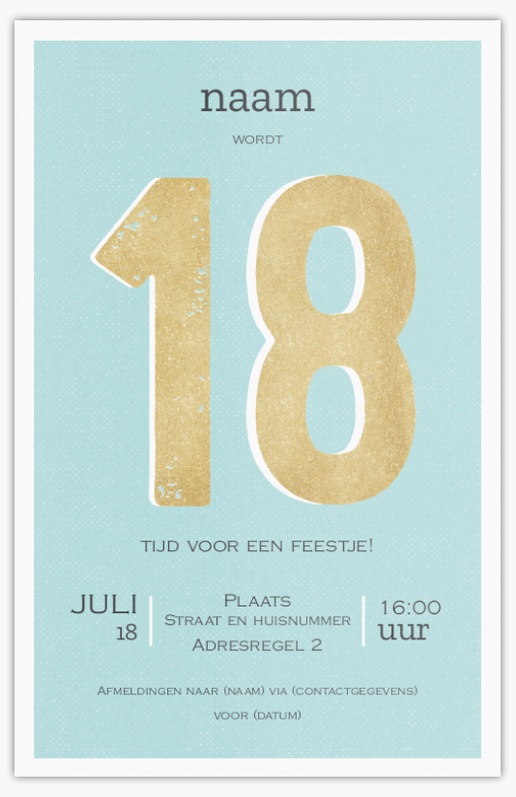 Voorvertoning ontwerp voor Verjaardagsuitnodigingen voor volwassenen, Ongevouwen 21.6 x 13.9 cm