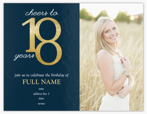 Design Preview for Adult Birthday Invitations, Flat 13.9 x 10.7 cm