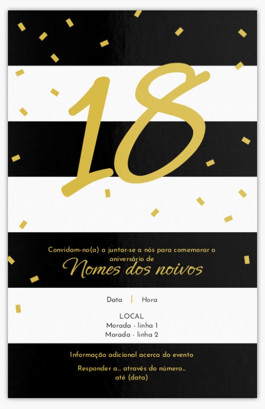 Pré-visualização do design de Convites de aniversário de adultos, Sem dobra 18,2 x 11,7 cm