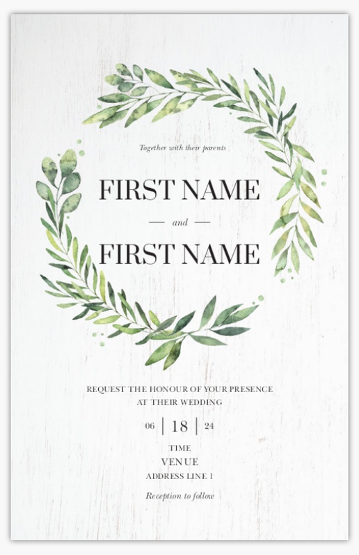 Design Preview for Design Gallery: Greenery Wedding Invitations, Flat 18.2 x 11.7 cm