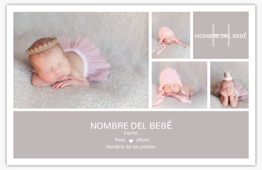 Un anuncio de nacimiento monograma foto diseño violeta blanco para Eventos con 4 imágenes