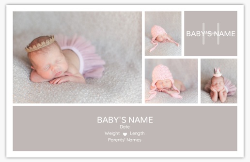 Design Preview for Birth Announcements Invitations & Announcements Templates, 4.6” x 7.2” Flat