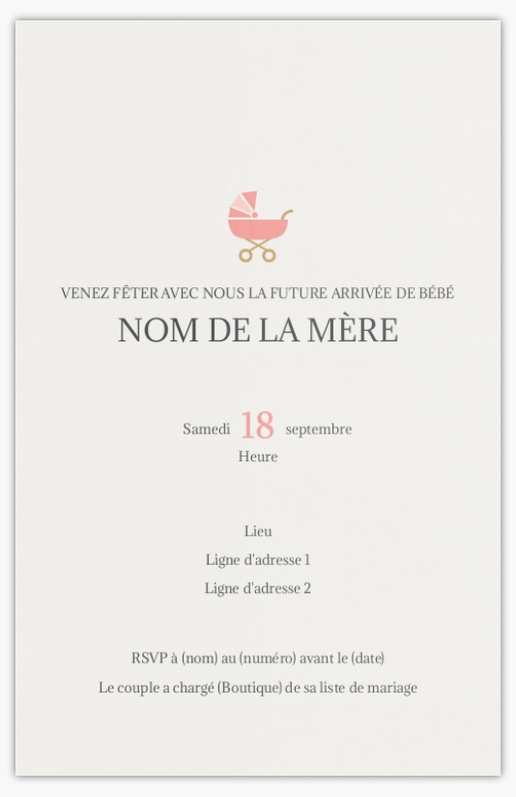 Aperçu du graphisme pour Galerie de modèles : cartons d’invitation baby shower pour traditionnel & classique, 18.2 x 11.7 cm