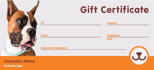 Design Preview for Animals & Pet Care Gift Certificates Templates