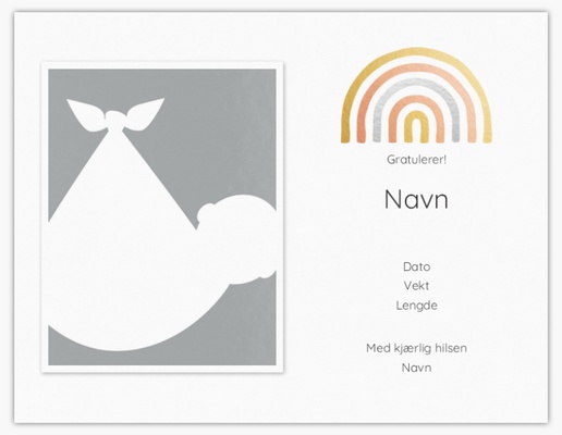 Forhåndsvisning av design for Designgalleri: Regnbue Fødselskunngjøringer, 14 x 10,1 cm