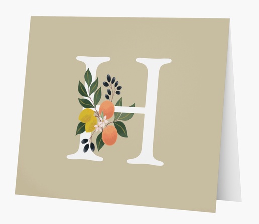 Un elegante monograma floral diseño marrón verde para Tema