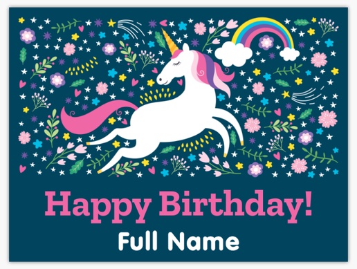 A purple unicorn blue pink design for Child Birthday