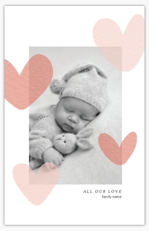 A 1 photos all our love pink design for Birth Announcements with 1 uploads