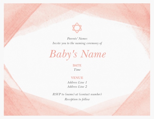 A pink watercolor baby naming ceremony white cream design for Type