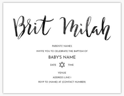 Design Preview for Bris & Naming Ceremony Invitations & Announcements Templates, 5.5" x 4" Flat