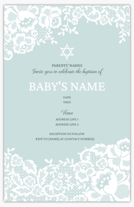 Design Preview for Bris & Naming Ceremony Invitations & Announcements Templates, 4.6” x 7.2” Flat