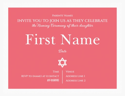 A jewish baby naming ceremony pink design for Traditional & Classic
