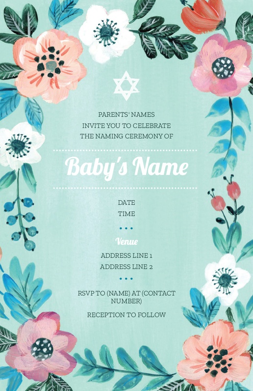 A jewish star baby naming ceremony white gray design for Girl
