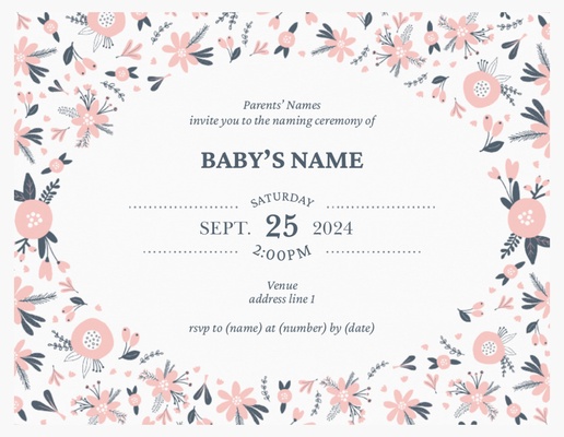 A baby naming ceremony bat mitzvah white pink design for Bris & Naming Ceremony