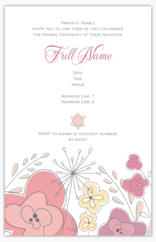 A baby jewish gray pink design for Bris & Naming Ceremony
