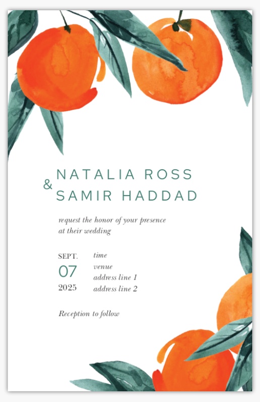A colorful fruit and greenery orange white design for Theme