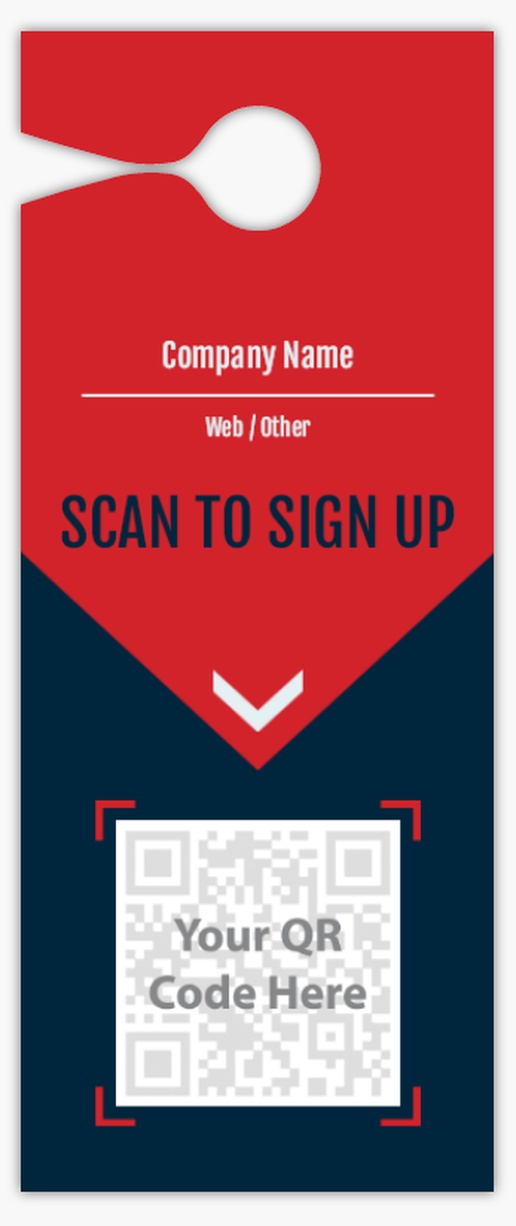 A photo sign up red blue design for QR Code