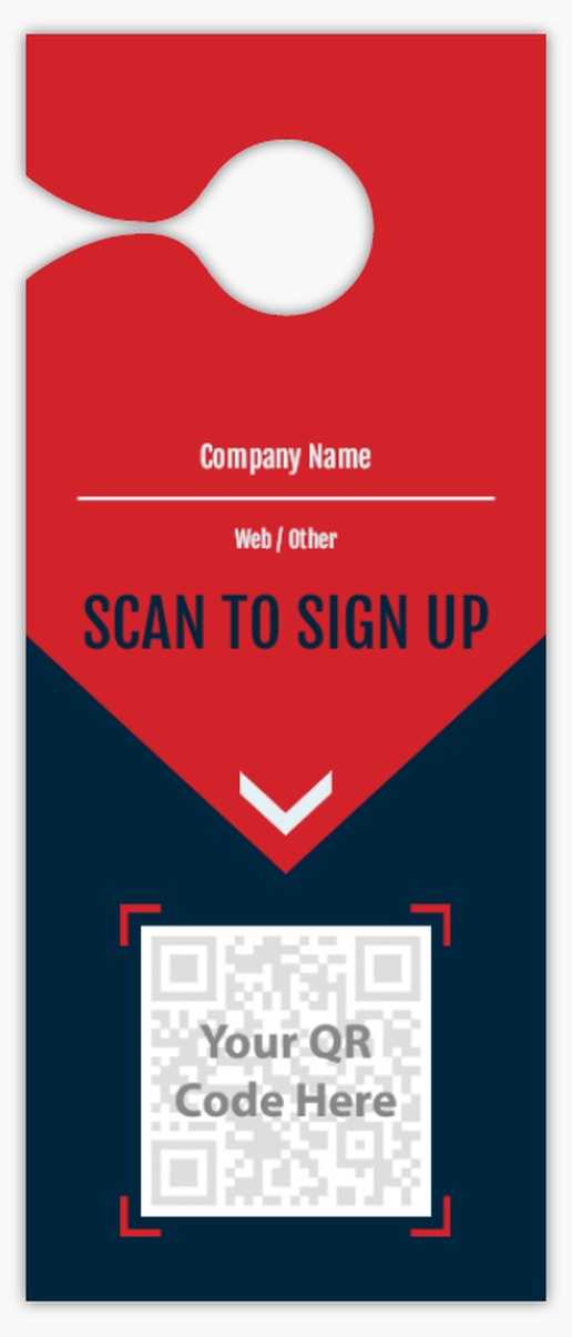 A geometric sign up red blue design for QR Code