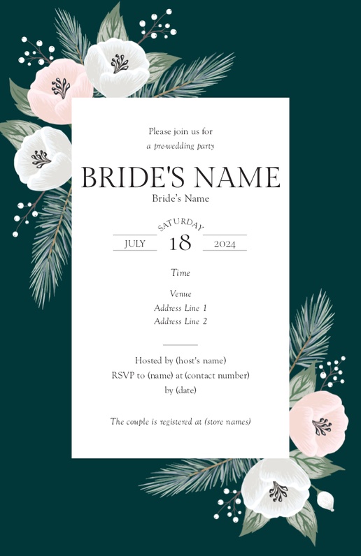 Design Preview for Design Gallery: Wedding Events Invitations & Announcements, 4.6” x 7.2” Flat