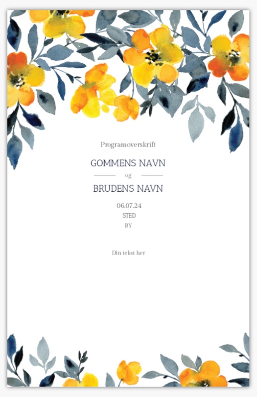 Forhåndsvisning af design for Designgalleri: Boheme Bryllupsprogrammer, 21,6 x 13,9 cm