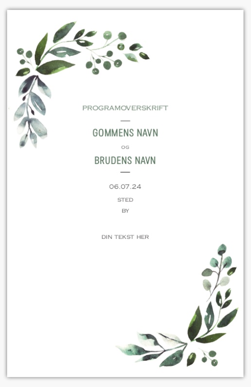 Forhåndsvisning af design for Designgalleri: Blomstret Bryllupsprogrammer, 21,6 x 13,9 cm