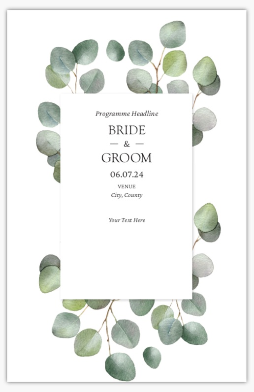 Design Preview for Design Gallery: Wedding Programmes, 21.6 x 13.9 cm