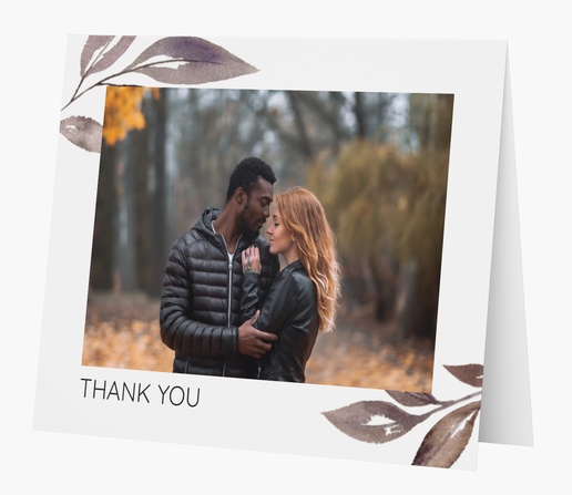 A 1 picture wedding thank you white gray design for Fall with 1 uploads