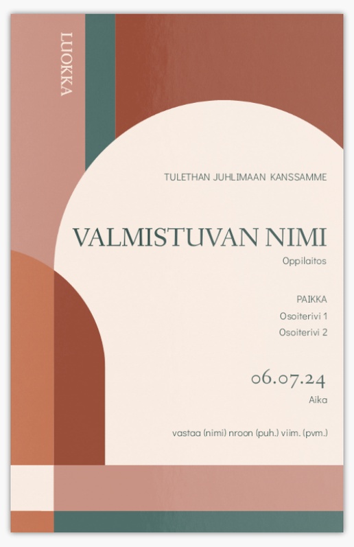 Mallin esikatselu Mallivalikoima: Valmistuminen Kutsukortit ja ilmoitukset, Yksiosainen 18.2 x 11.7 cm