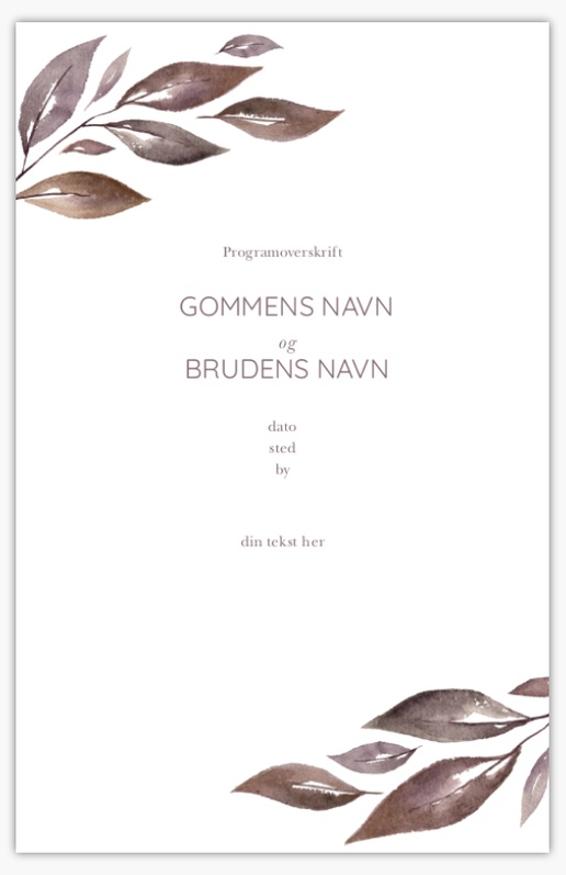 Forhåndsvisning af design for Designgalleri: Boheme Bryllupsprogrammer, 21,6 x 13,9 cm