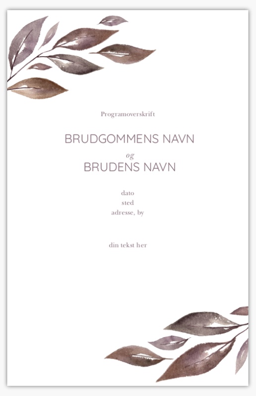 Forhåndsvisning av design for Designgalleri: Bohem Bryllupsprogrammer, 21,6 x 13,9 cm
