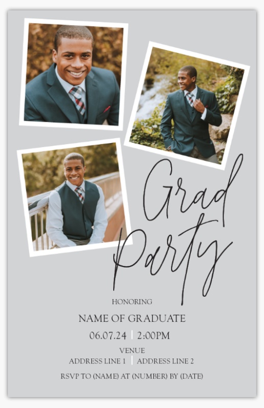 A vertical grad photos white design for Occasion with 3 uploads