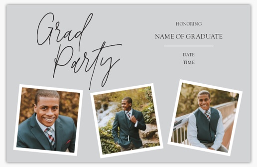 A photo collage grad party grad photo collage white gray design for Graduation with 3 uploads